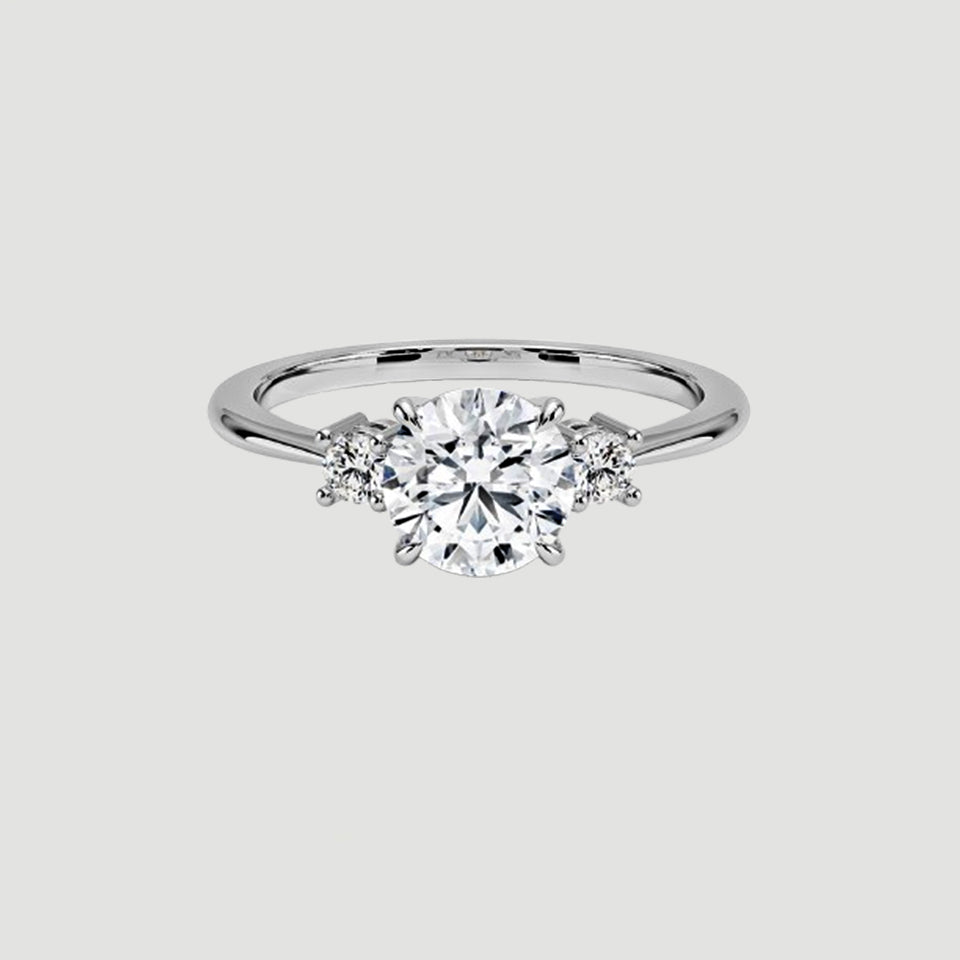 Round Moissanite Three Stone Engagement Ring