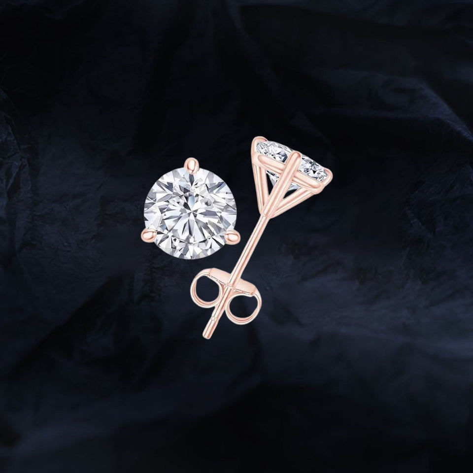 Martini Round Moissanite Solitaire Stud