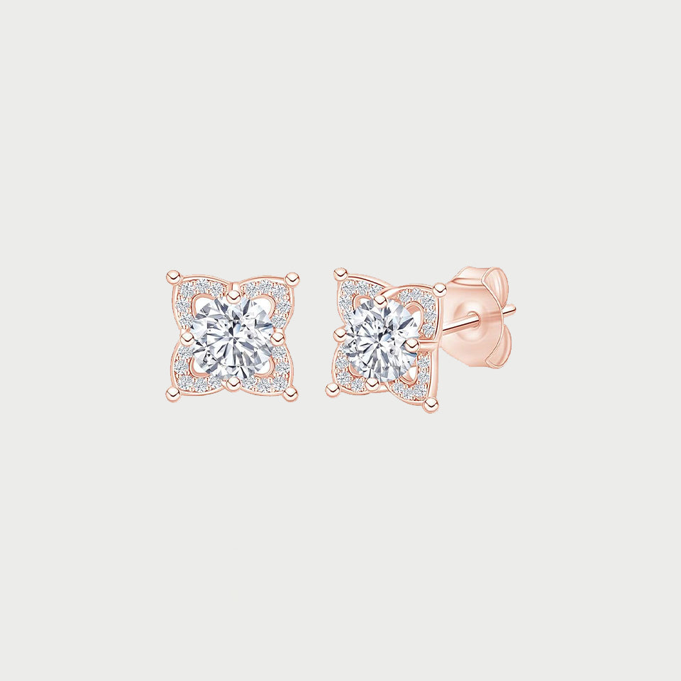Moissanite Diamond Flower Stud