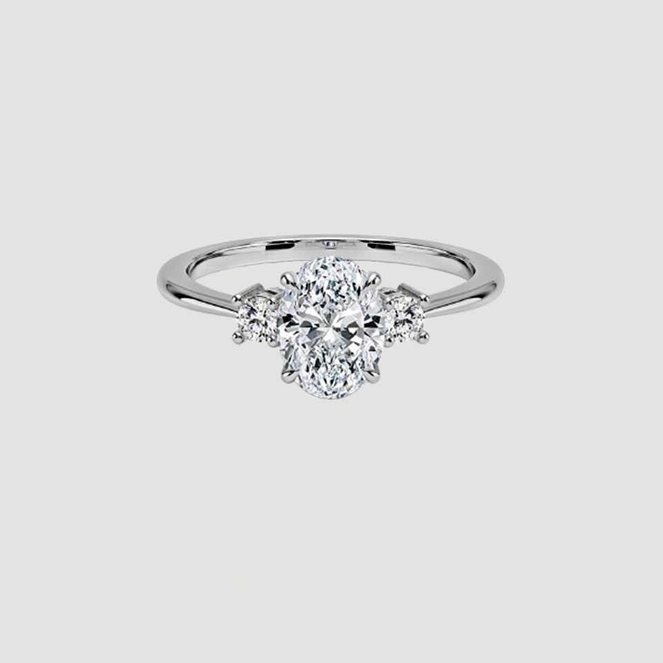 Oval Moissanite Three-Stone Engagement Ring