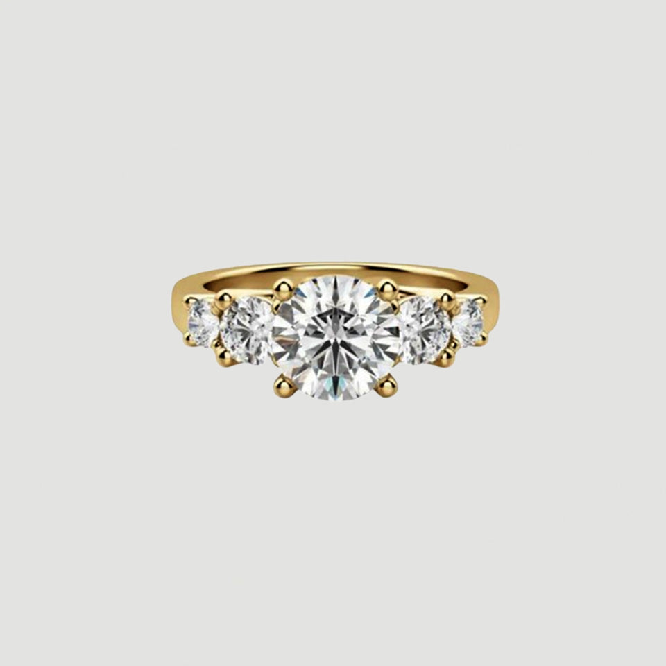 Round Moissanite Five Stone Engagement Ring