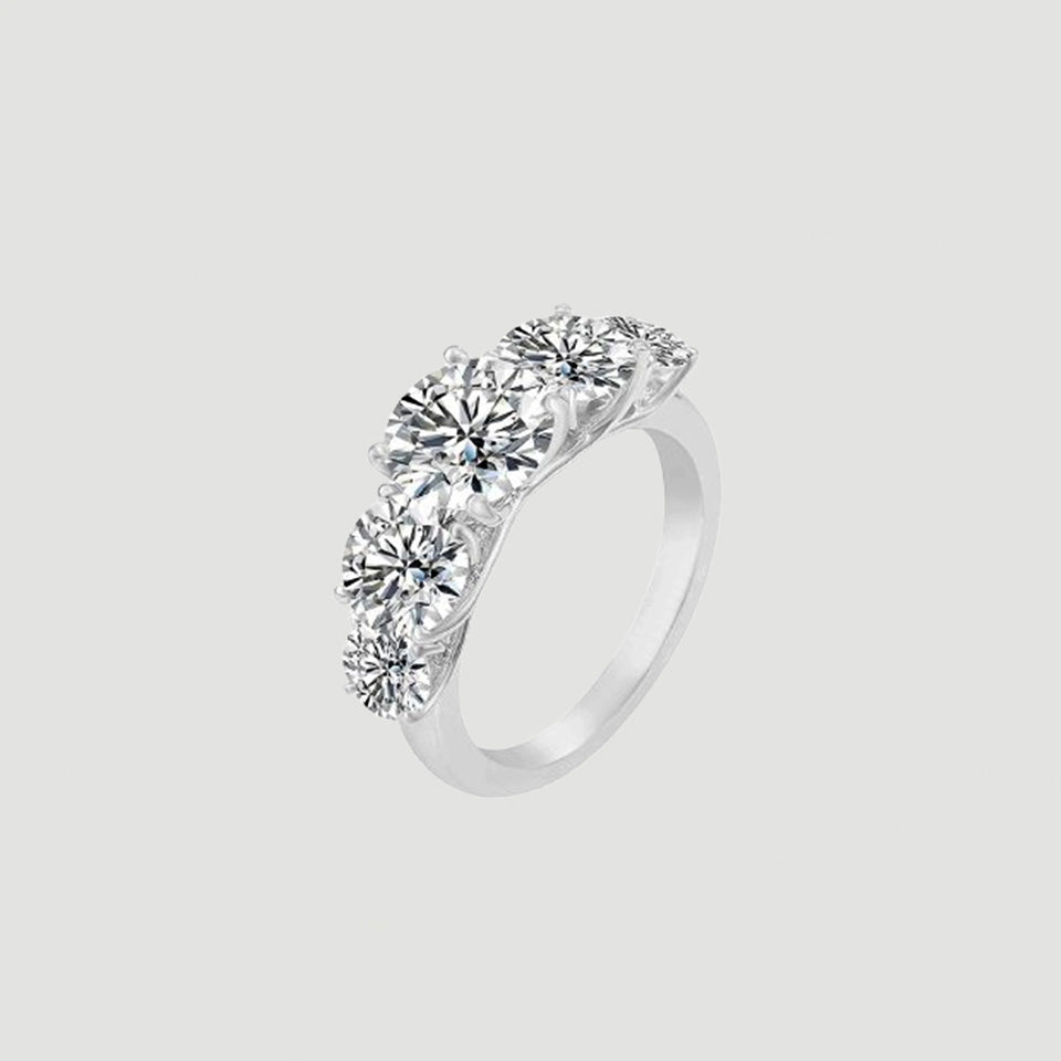 Round Moissanite Five Stone Engagement Ring