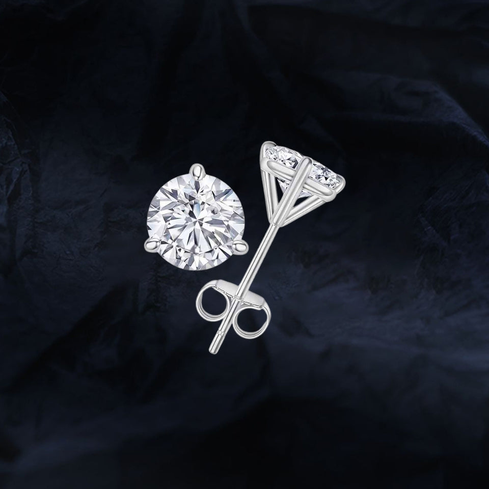 Martini Round Moissanite Solitaire Stud