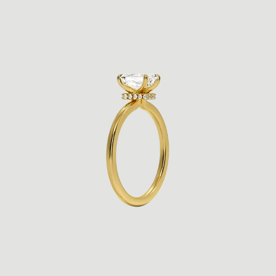 Hidden halo Emerald Cut Moissanite Ring