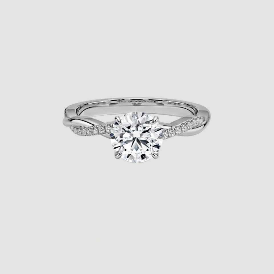 Round Shape Moissanite Twisted Ring