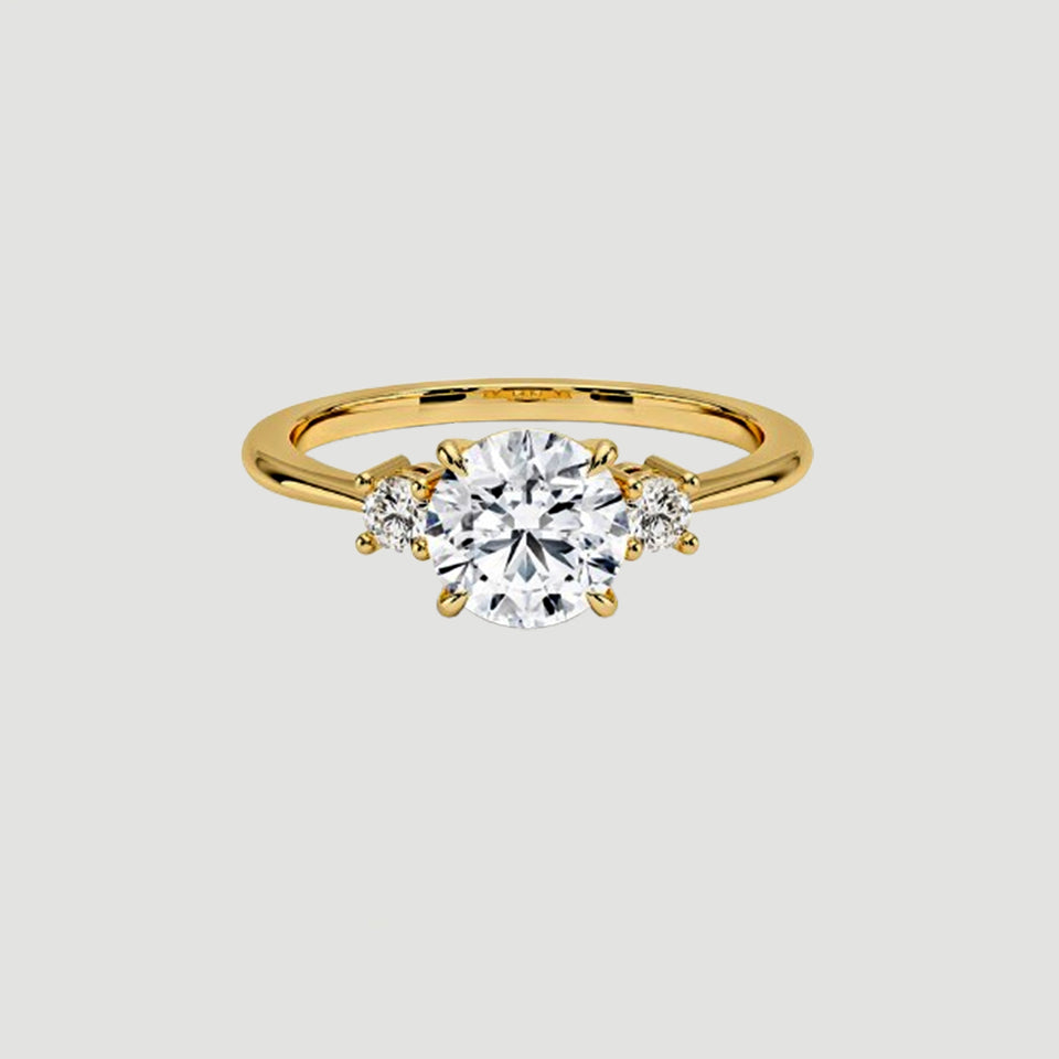 Round Moissanite Three Stone Engagement Ring
