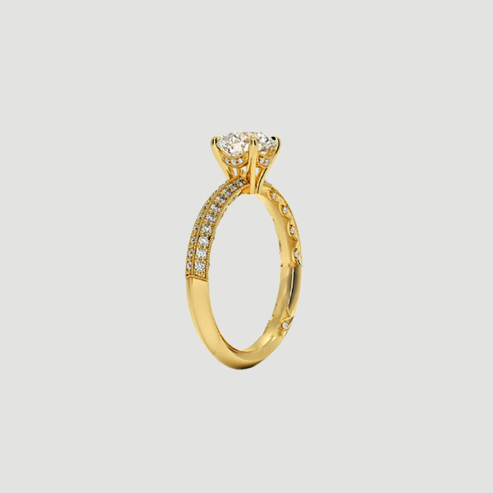 Moissanite Diamond Six Prong Ring
