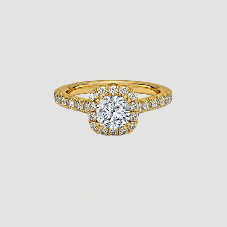 Cushion Cut Moissanite Halo Ring