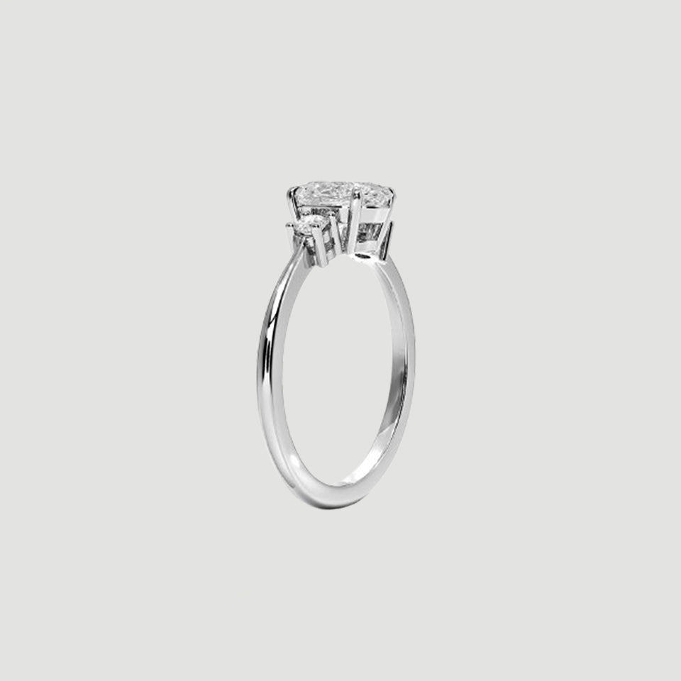 Oval Moissanite Three-Stone Engagement Ring