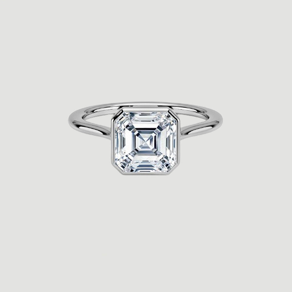Asscher Bezel Moissanite Ring