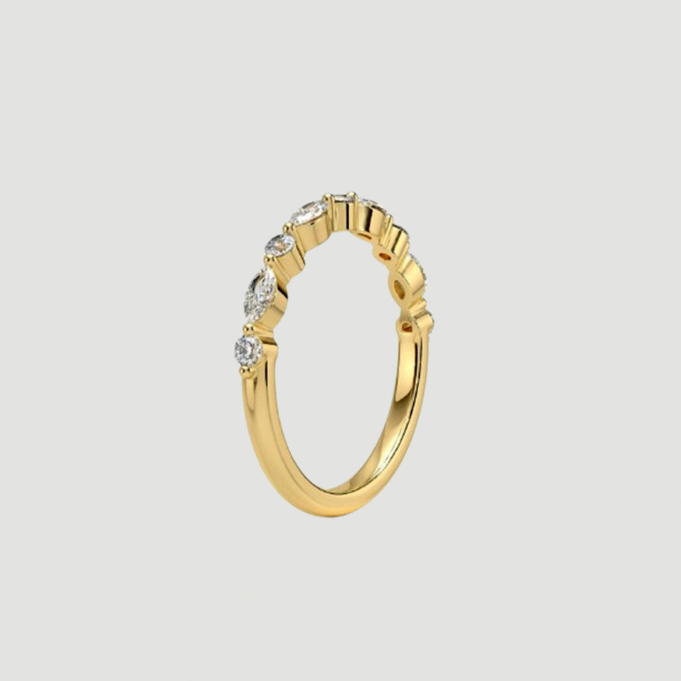 Marquise Round Moissanite Stackable Band Ring