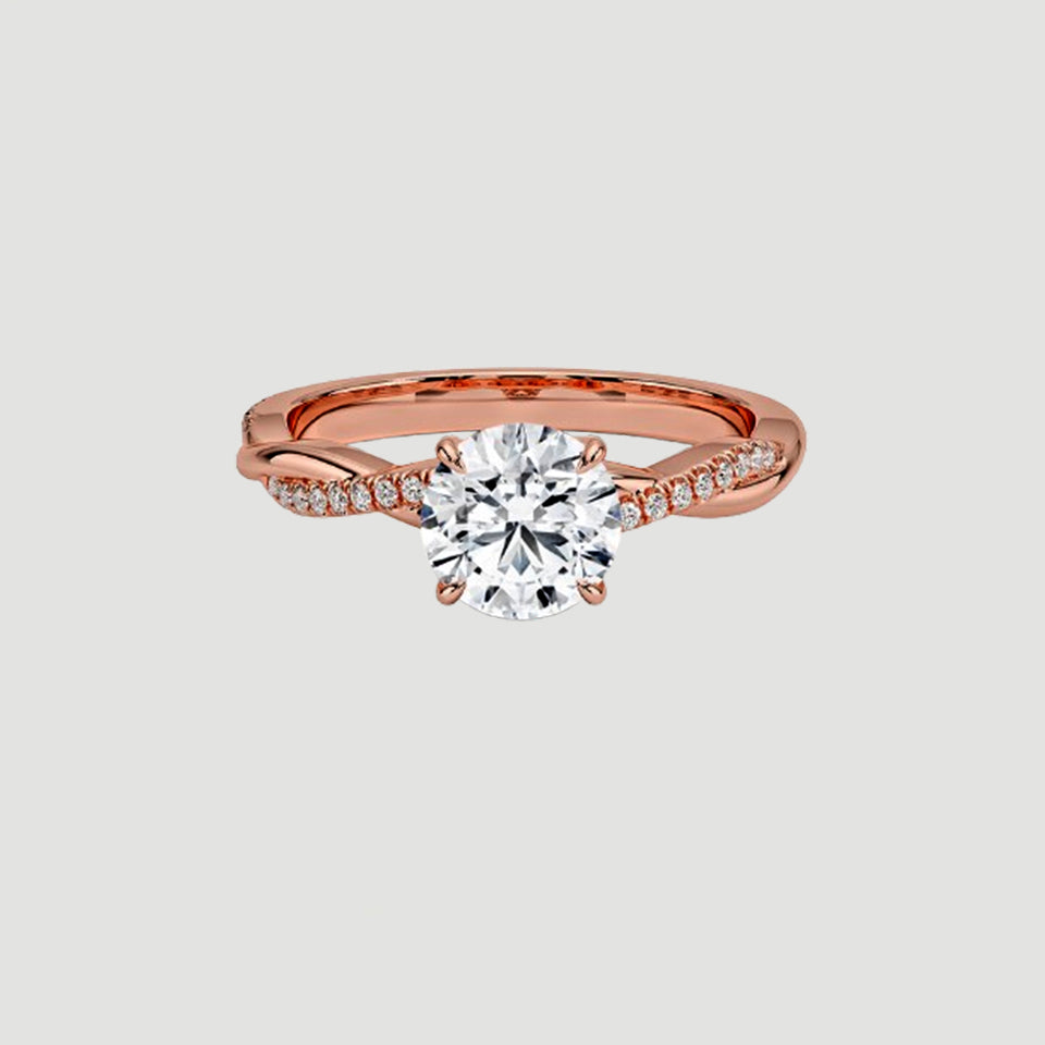 Round Shape Moissanite Twisted Ring