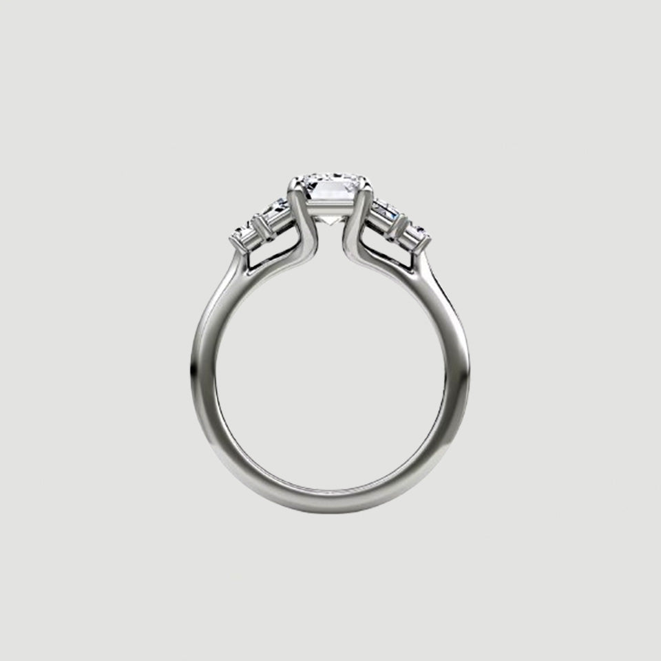 Emerald Shape Moissanite Five Stone Ring