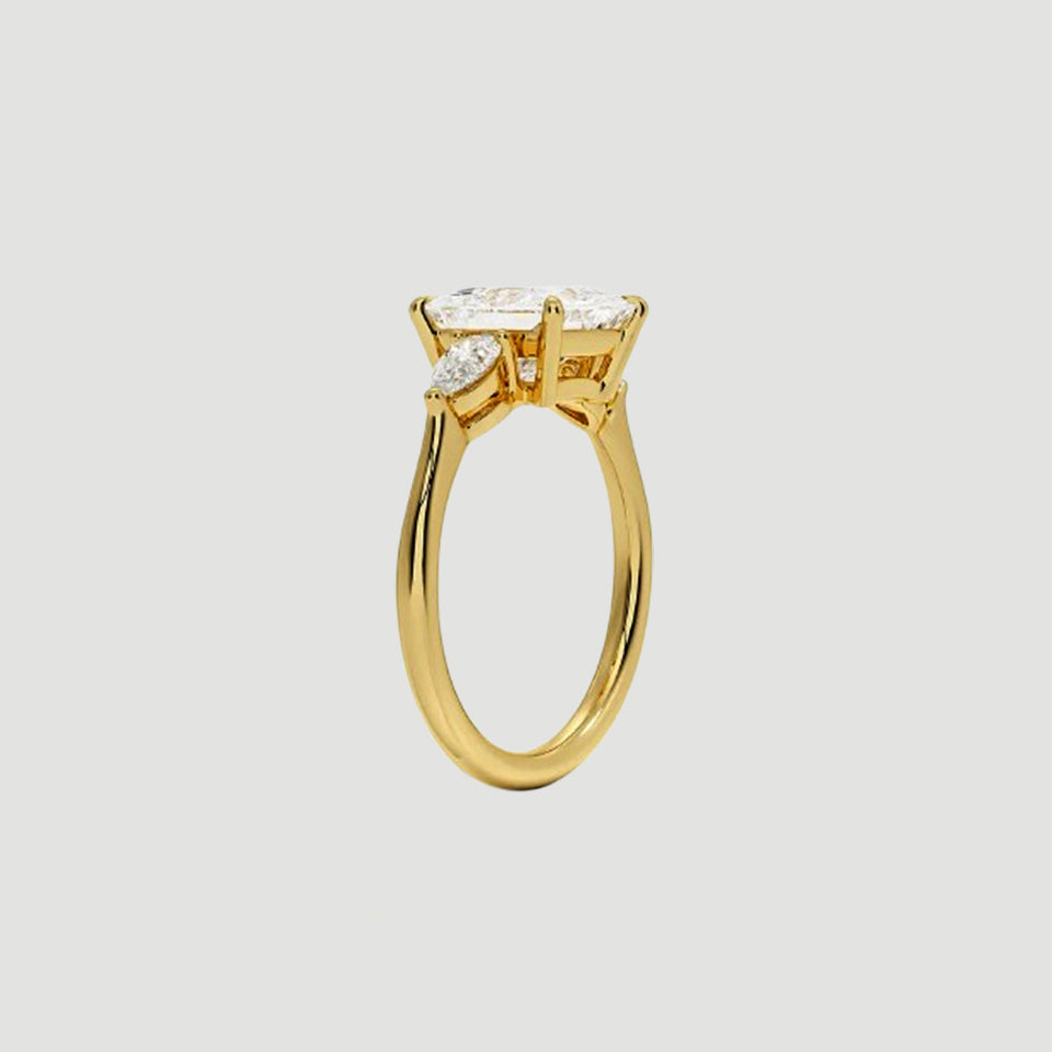 Moissanite Princess Shape Three Stones Ring