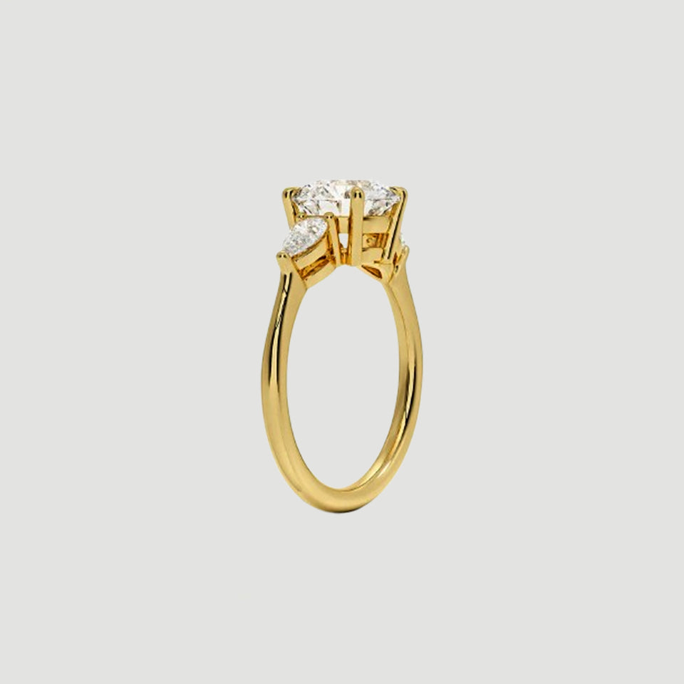 Moissanite Round Cut Three Stone Ring