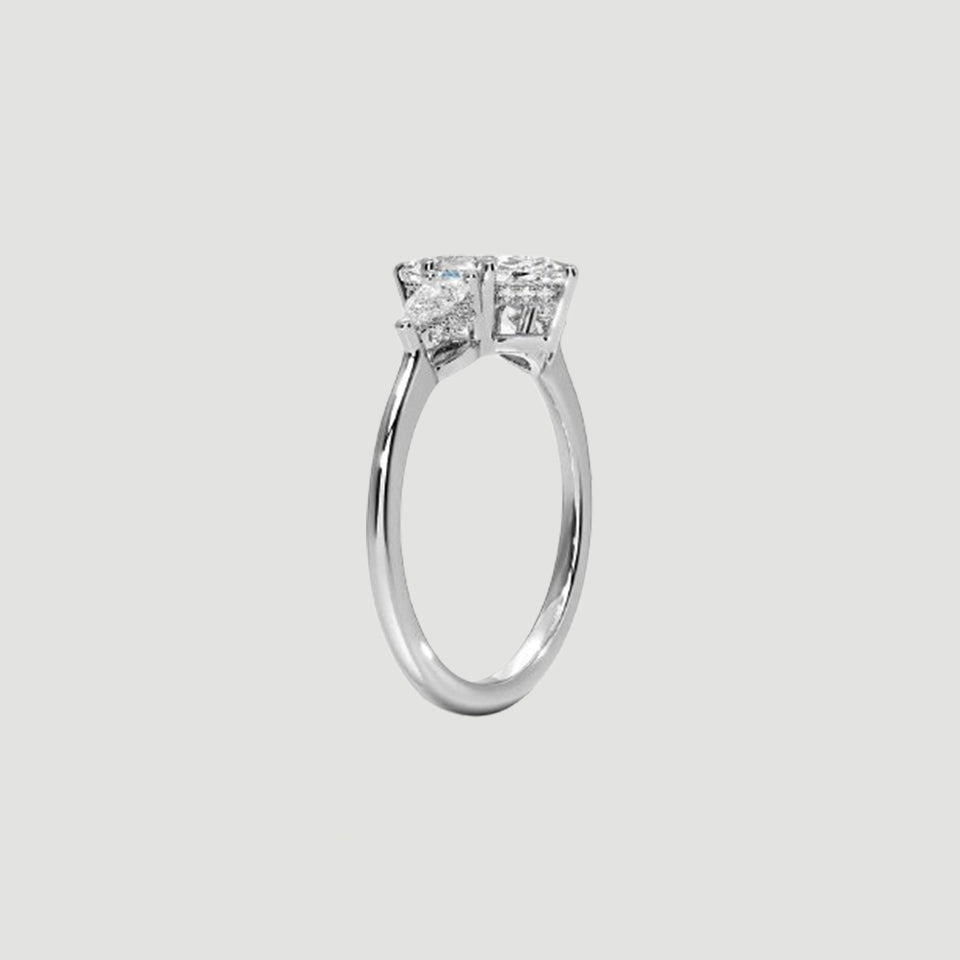 Pear And Marquise Shape Moissanite Three Stone Ring