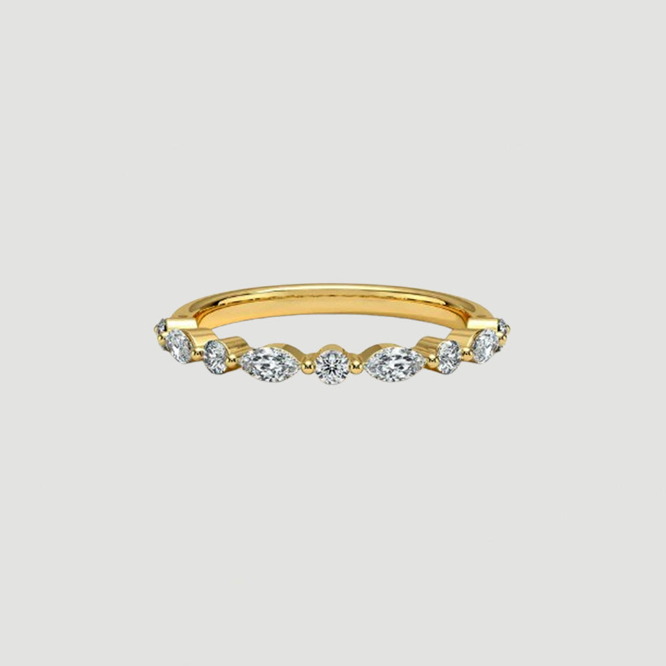 Marquise Round Moissanite Stackable Band Ring