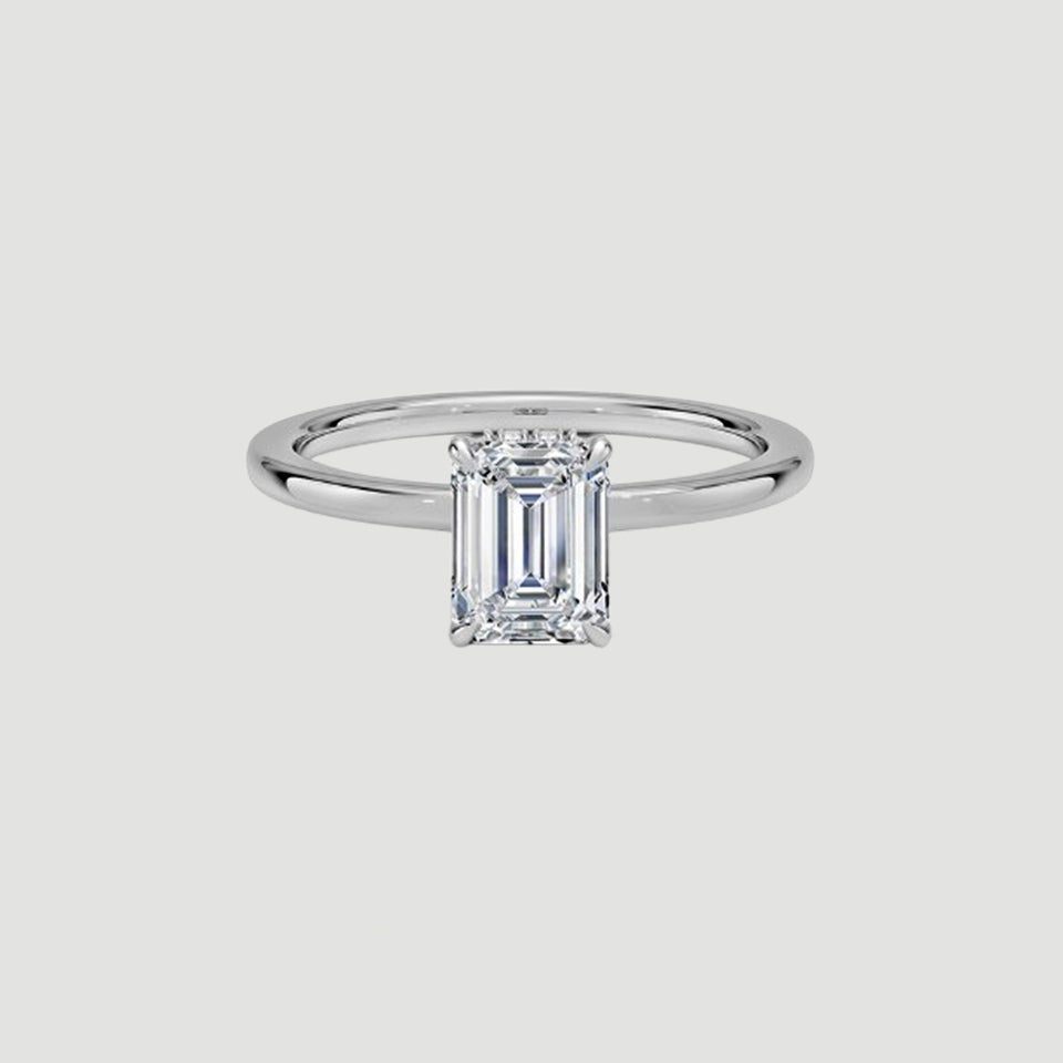 Hidden halo Emerald Cut Moissanite Ring