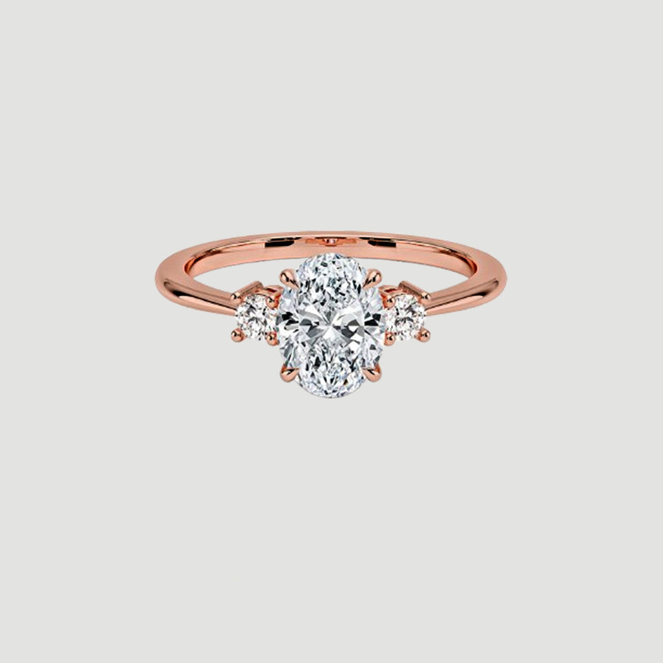Oval Moissanite Three-Stone Engagement Ring