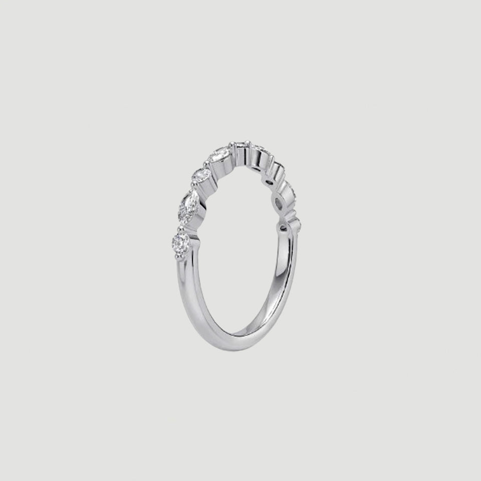 Marquise Round Moissanite Stackable Band Ring