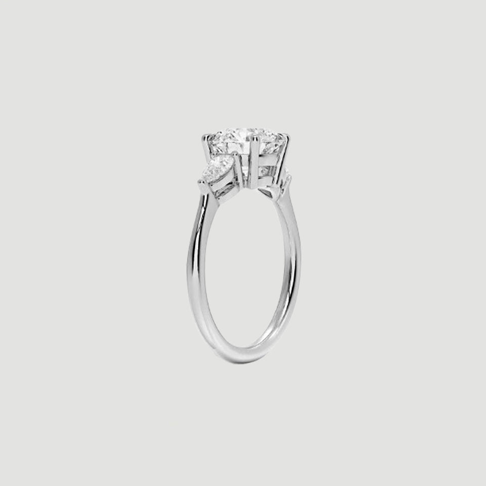 Moissanite Round Cut Three Stone Ring