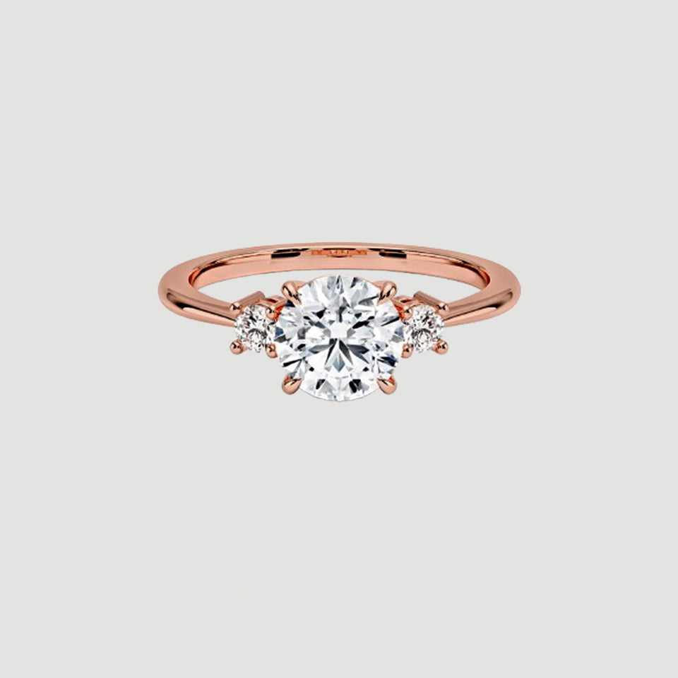 Round Moissanite Three Stone Engagement Ring
