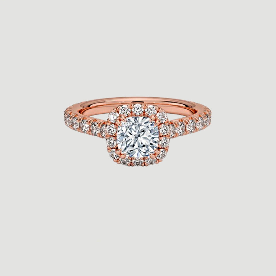 Cushion Cut Moissanite Halo Ring