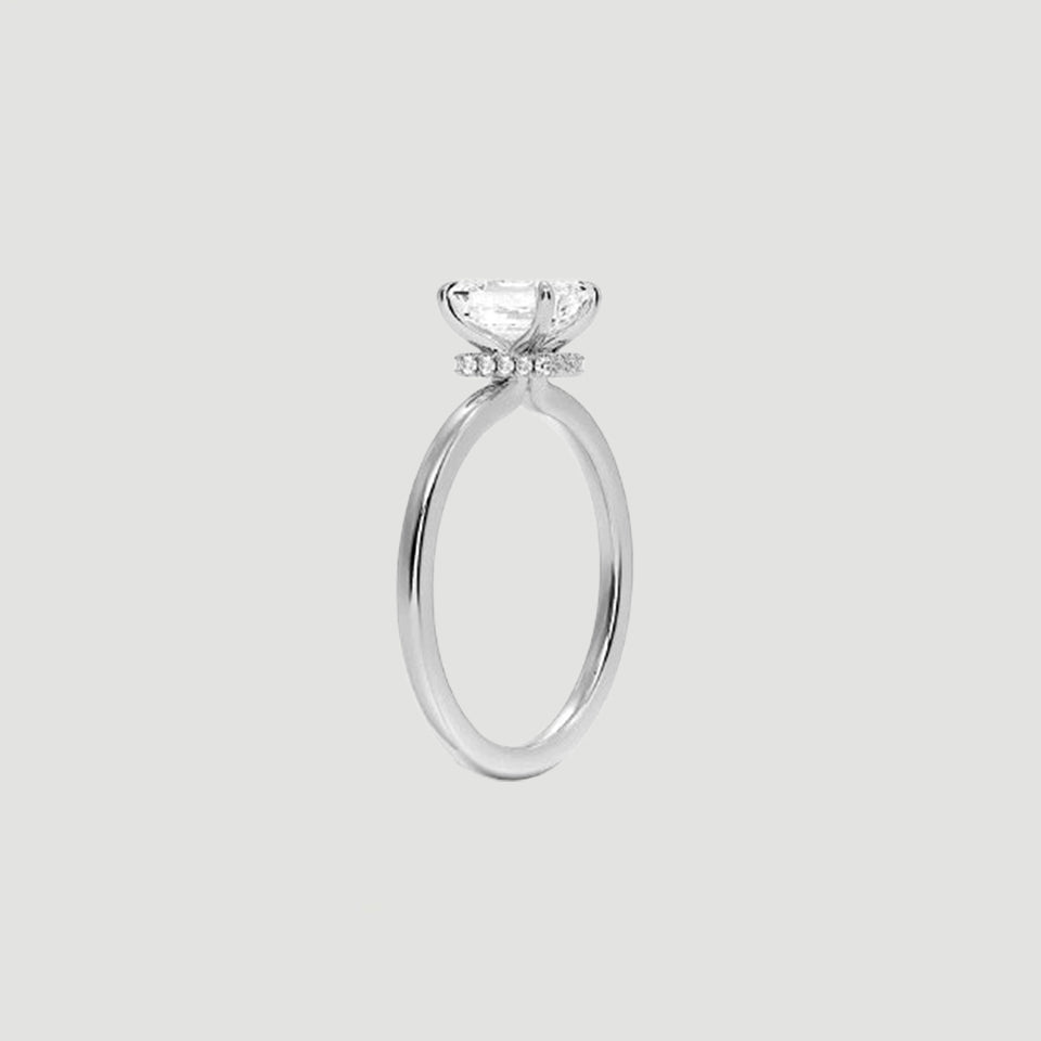 Hidden halo Emerald Cut Moissanite Ring