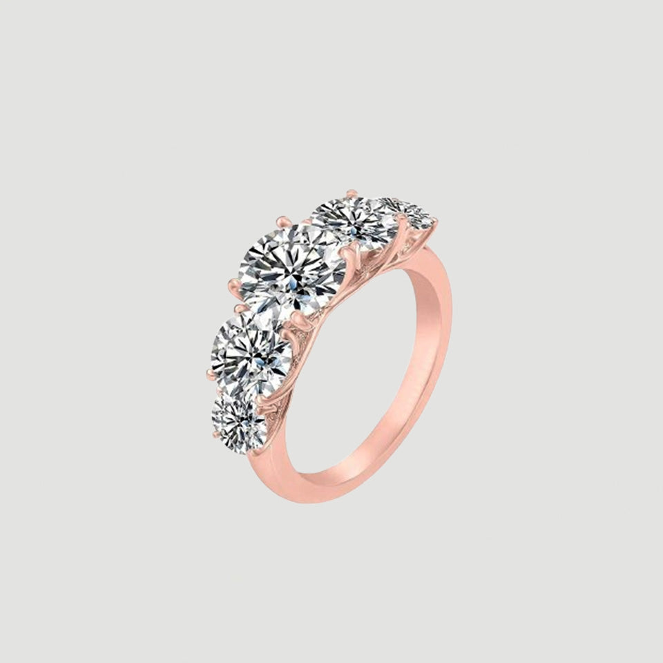 Round Moissanite Five Stone Engagement Ring