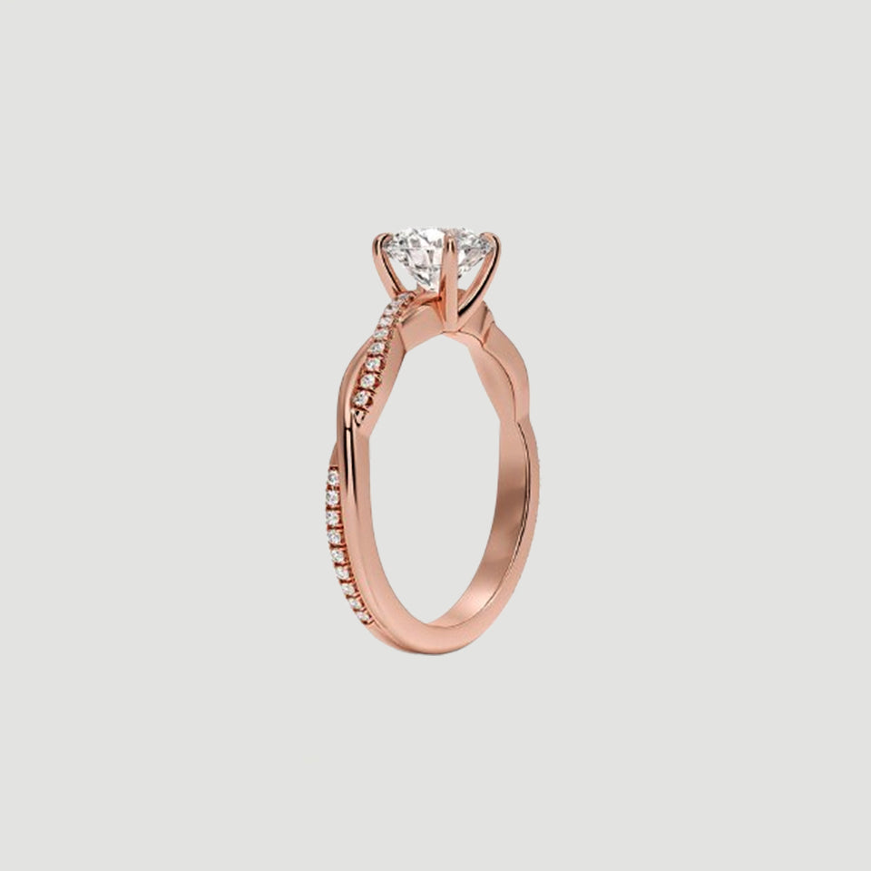 Round Shape Moissanite Twisted Ring