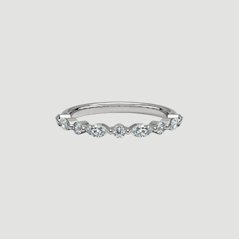 Marquise Round Moissanite Stackable Band Ring