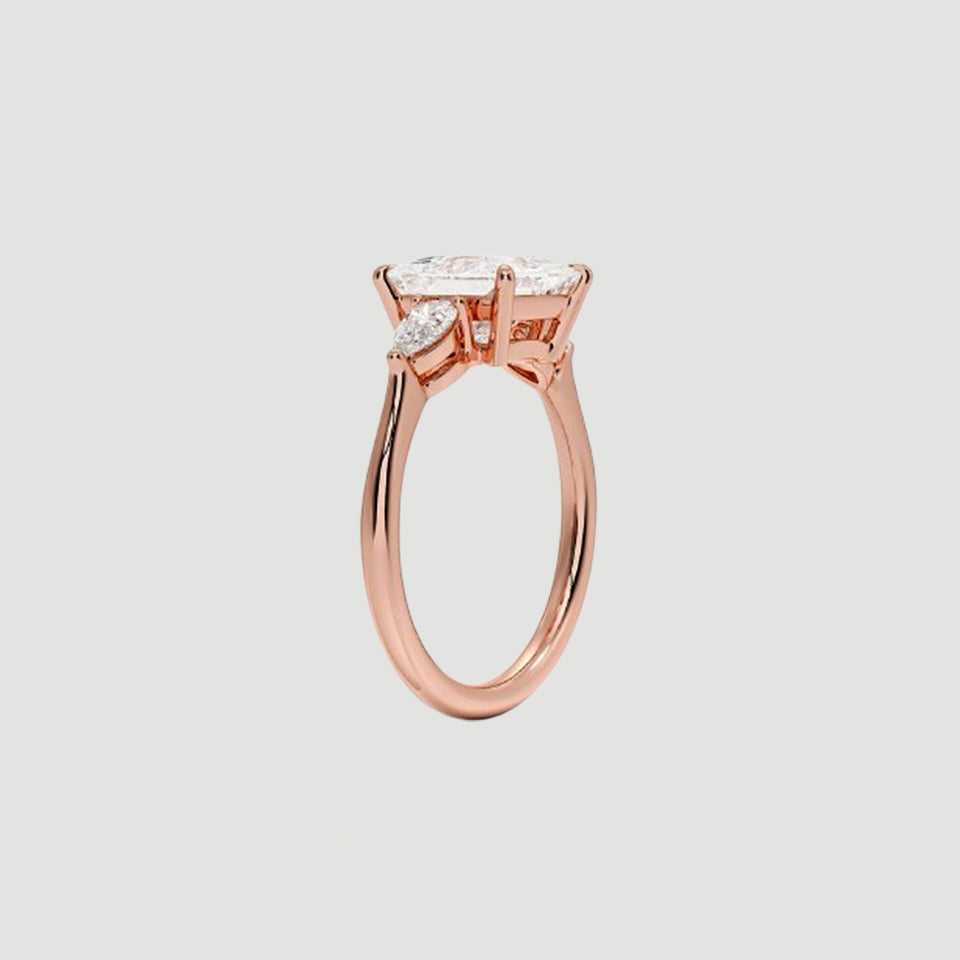 Moissanite Princess Shape Three Stones Ring