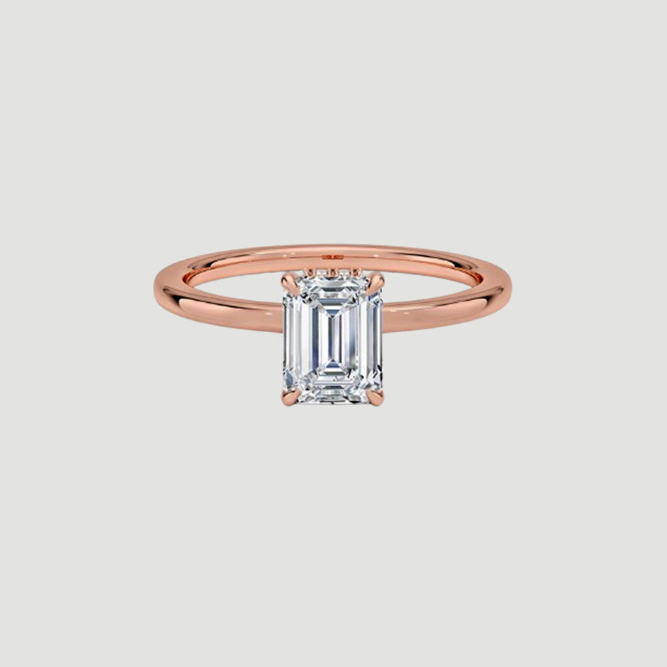 Hidden halo Emerald Cut Moissanite Ring