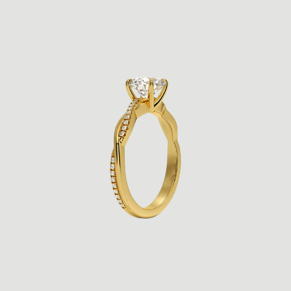 Round Shape Moissanite Twisted Ring