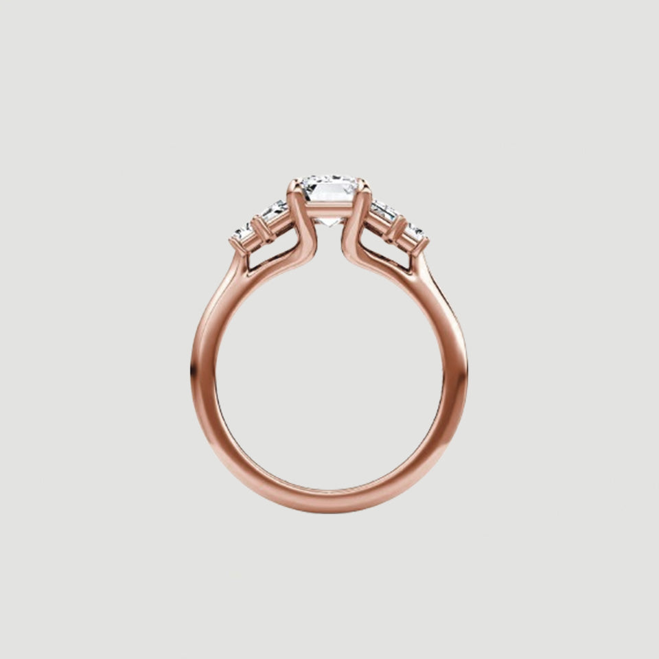Emerald Shape Moissanite Five Stone Ring
