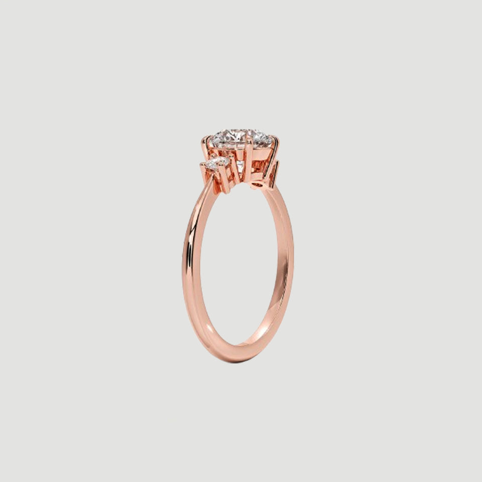 Round Moissanite Three Stone Engagement Ring