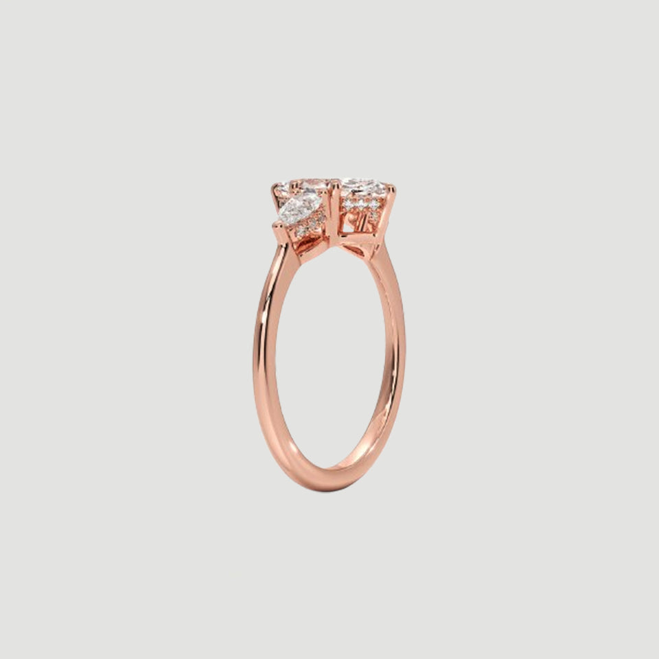 Pear And Marquise Shape Moissanite Three Stone Ring