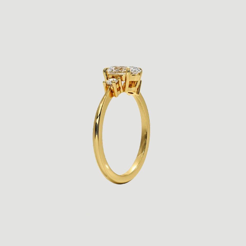 Oval Moissanite Three-Stone Engagement Ring