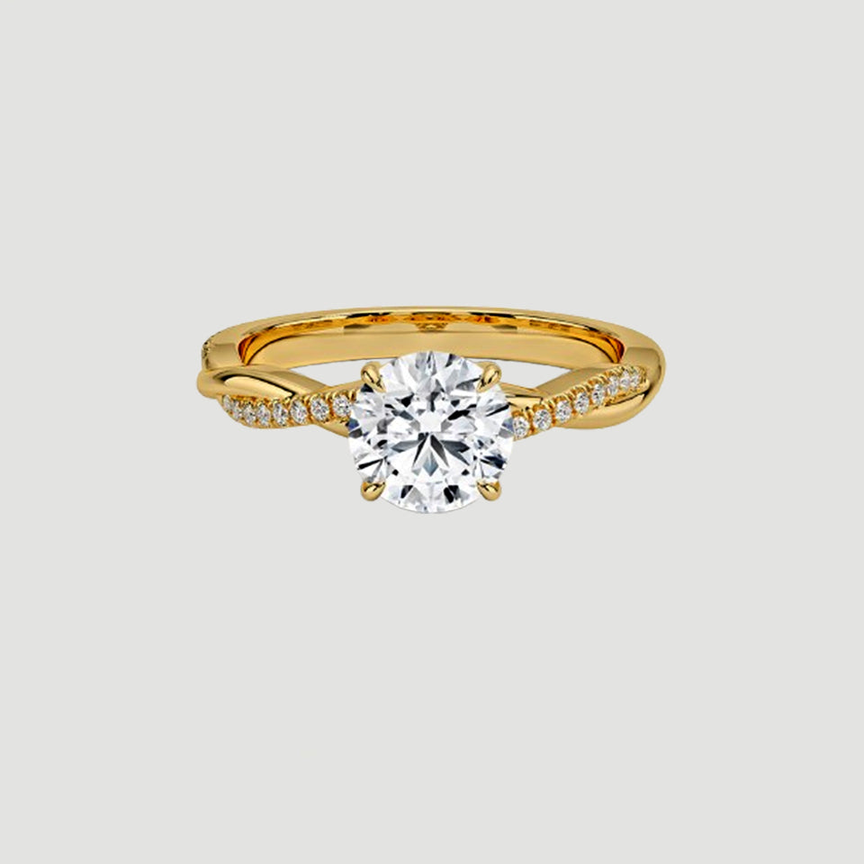 Round Shape Moissanite Twisted Ring