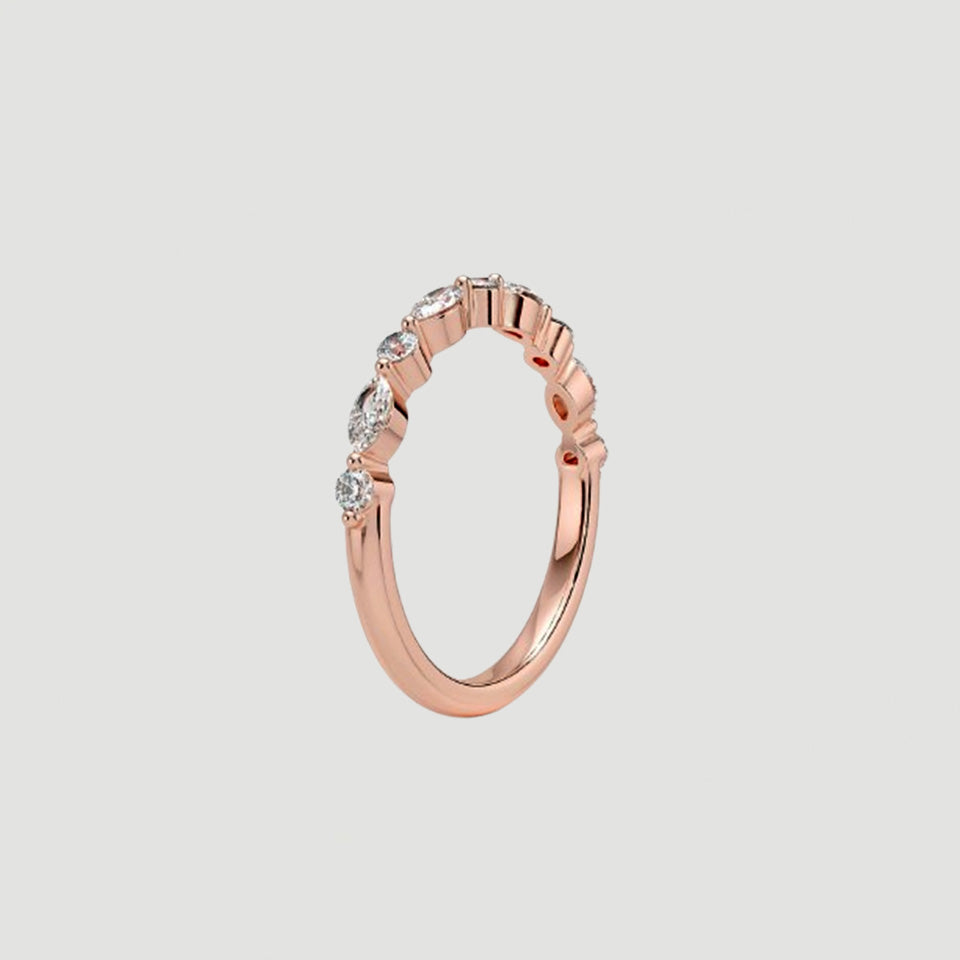 Marquise Round Moissanite Stackable Band Ring