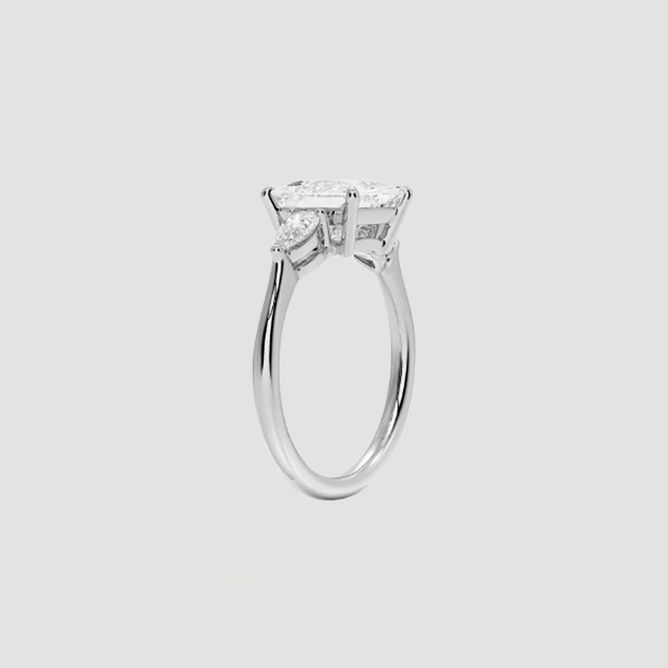 Moissanite Princess Shape Three Stones Ring
