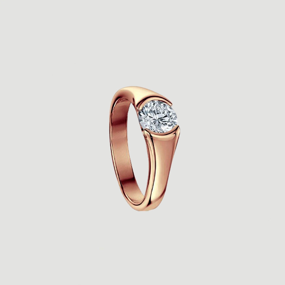 Half Bezel Moissanite Solitaire Ring