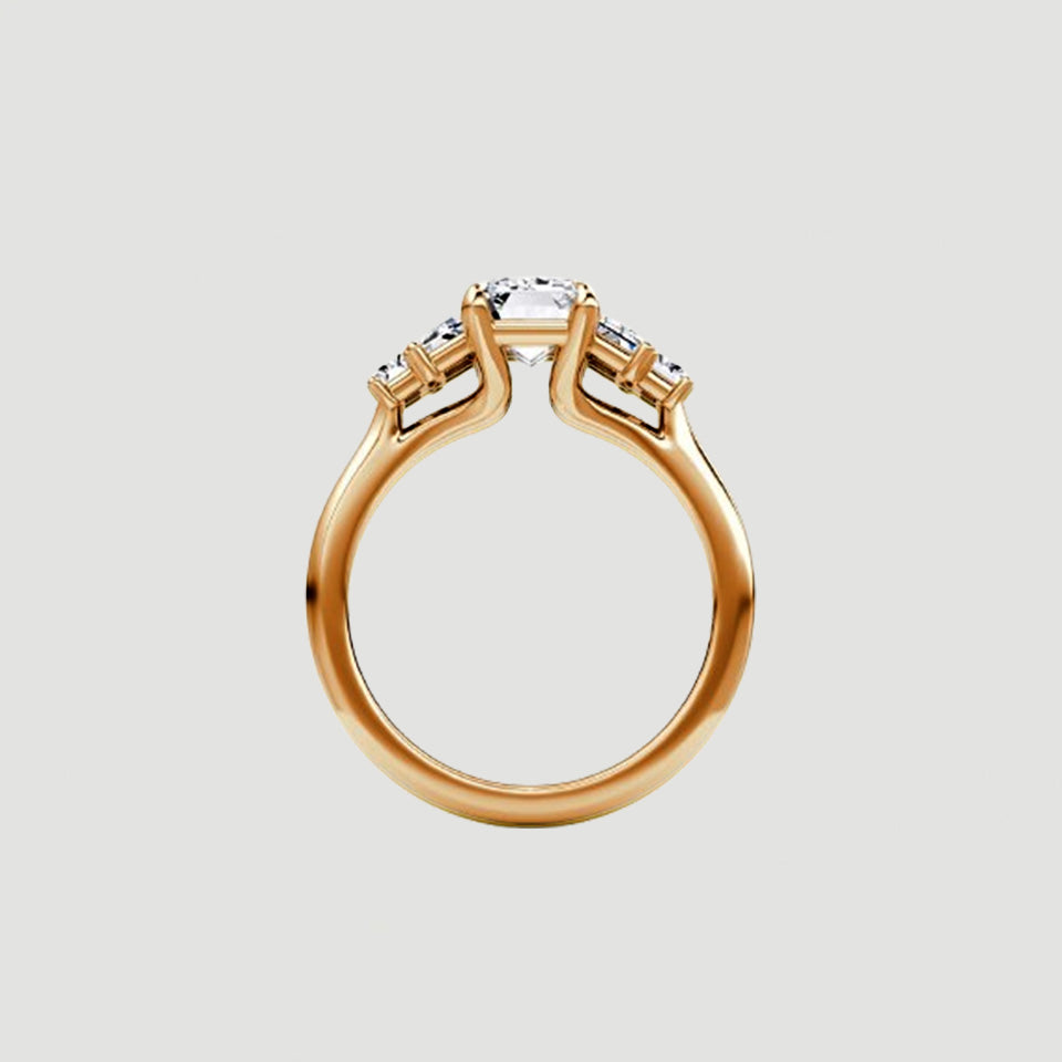 Emerald Shape Moissanite Five Stone Ring