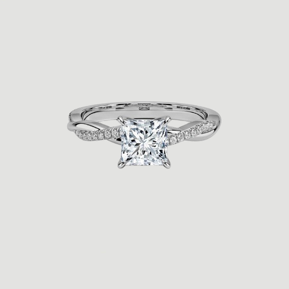 Princess Cut Moissanite Twisted Ring