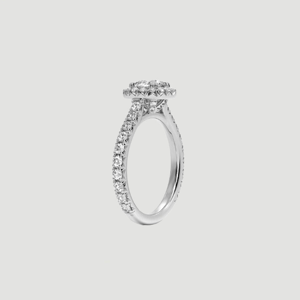 Cushion Cut Moissanite Halo Ring