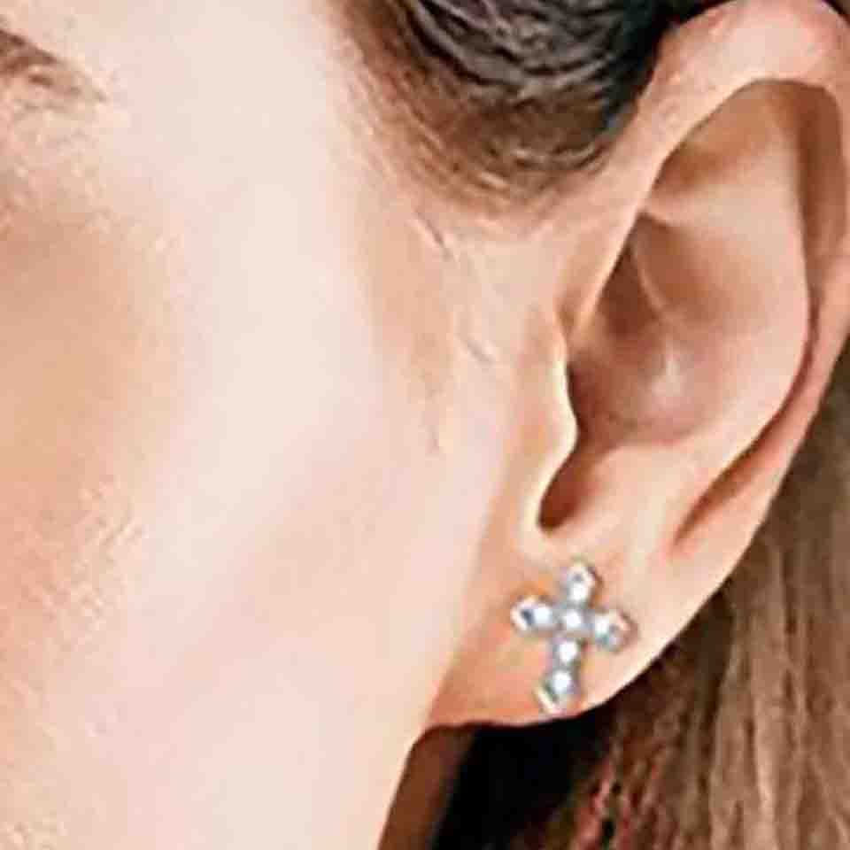 Moissanite Diamond Cross Stud