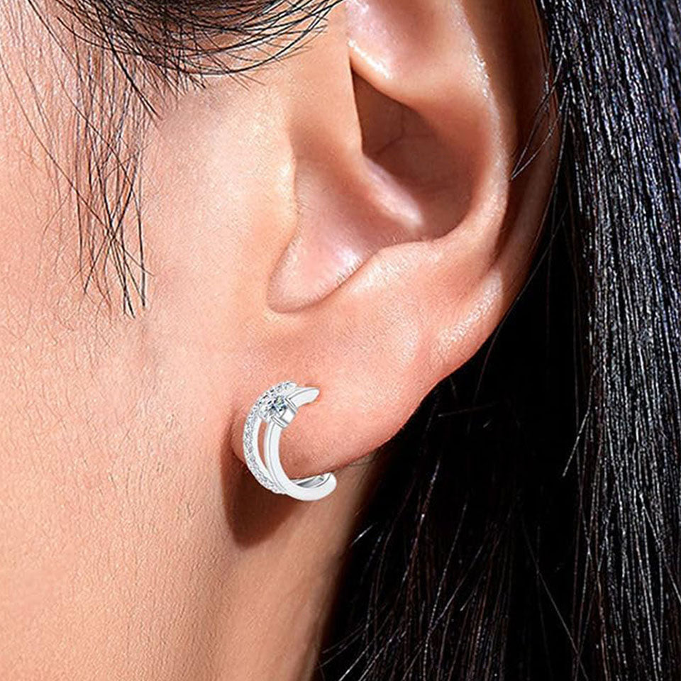 Moissanite Diamond Open Hoop Earrings