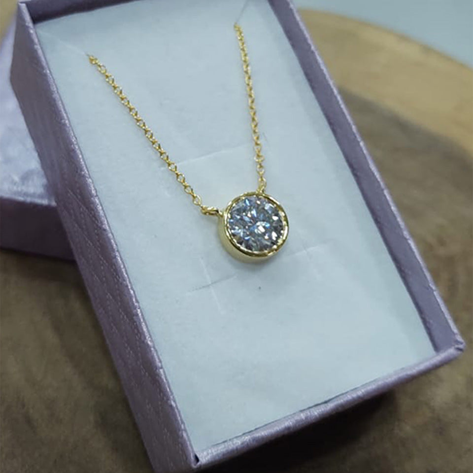 Bezel Set Solitaire Pendant Necklace