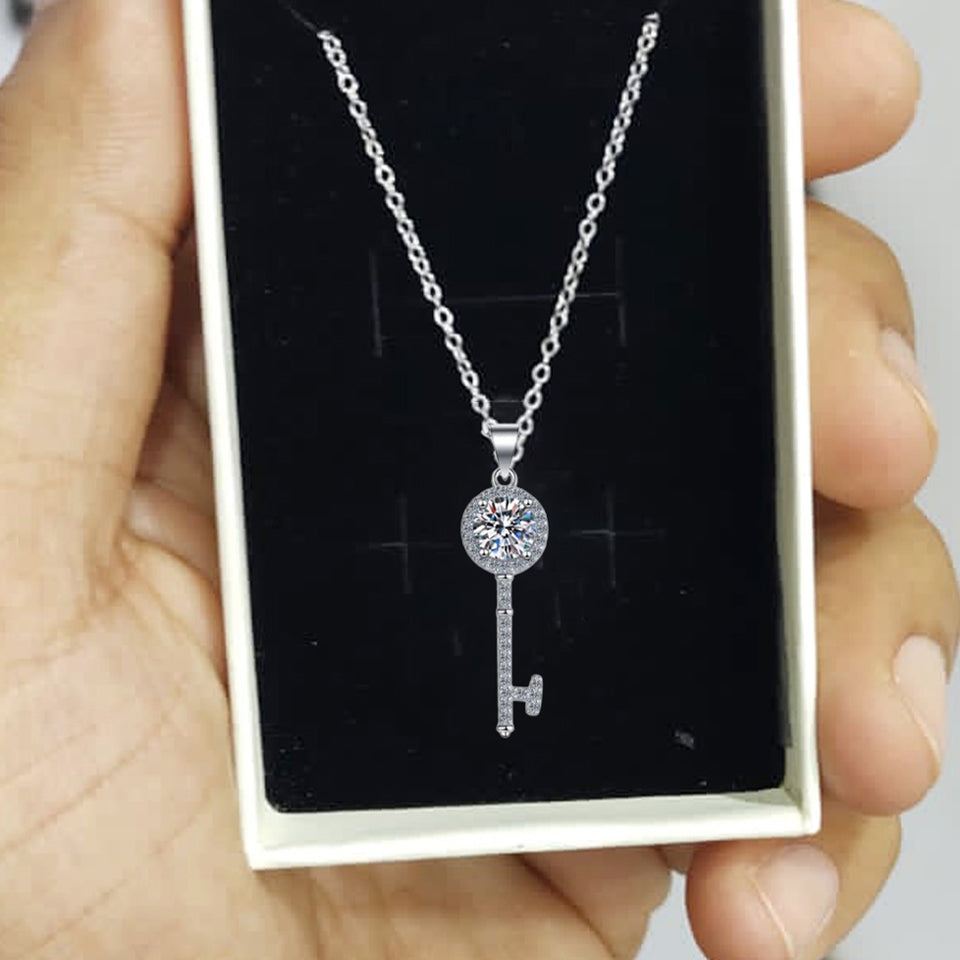 Key Moissanite Pendant Necklace