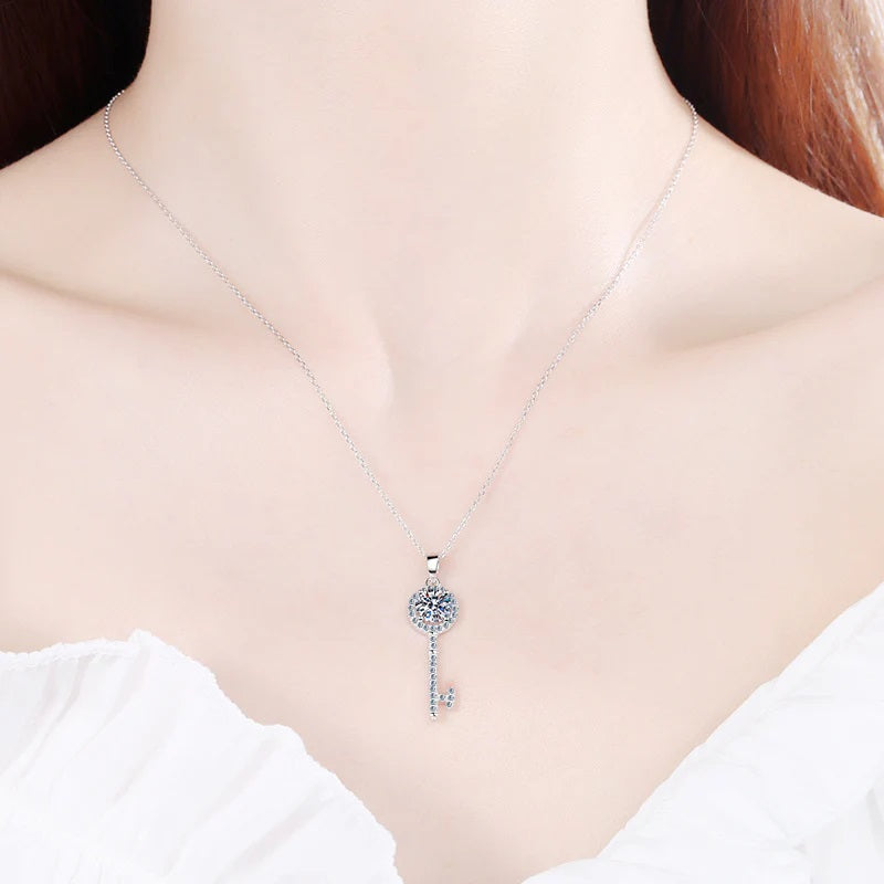 Key Moissanite Pendant Necklace